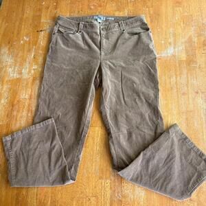 Liz Claiborne Aura Womens Corduroy Pants Brown Mid Rise Straight Size 14